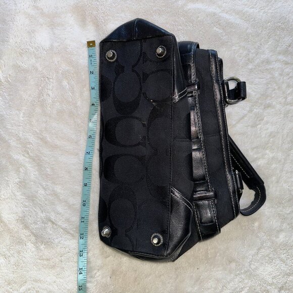 Small Black Coach Hampton Leather Snakeskin Handbag - Picture 11 of 15